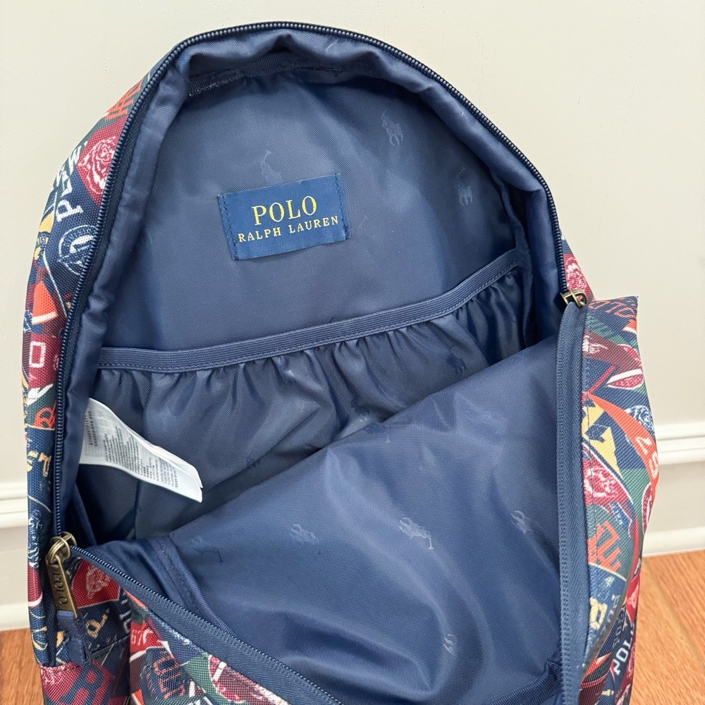 Polo Ralph Lauren‎ Pennant AOP Junior Backpack Multicolor NWOT! 17"x12"x4.5" - Picture 5 of 10